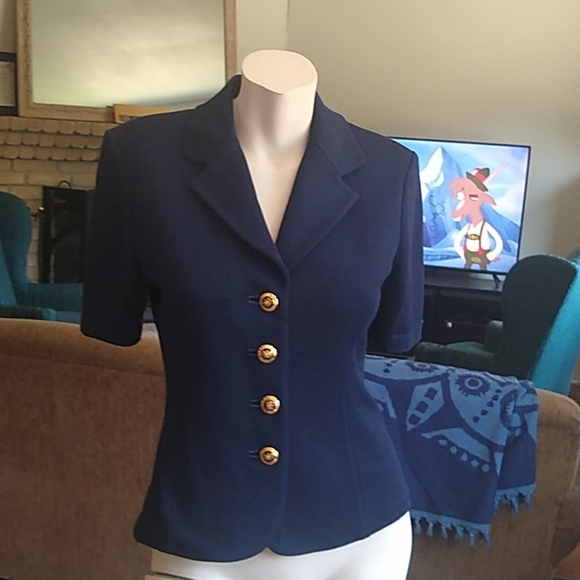 St. John Knit Navy Blue Short Sleeves Jacket SZ 6. - Picture 3 of 7